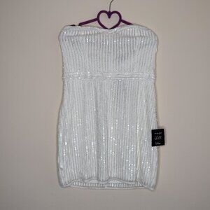 Lulus Sequin Mini Dress White Size XL